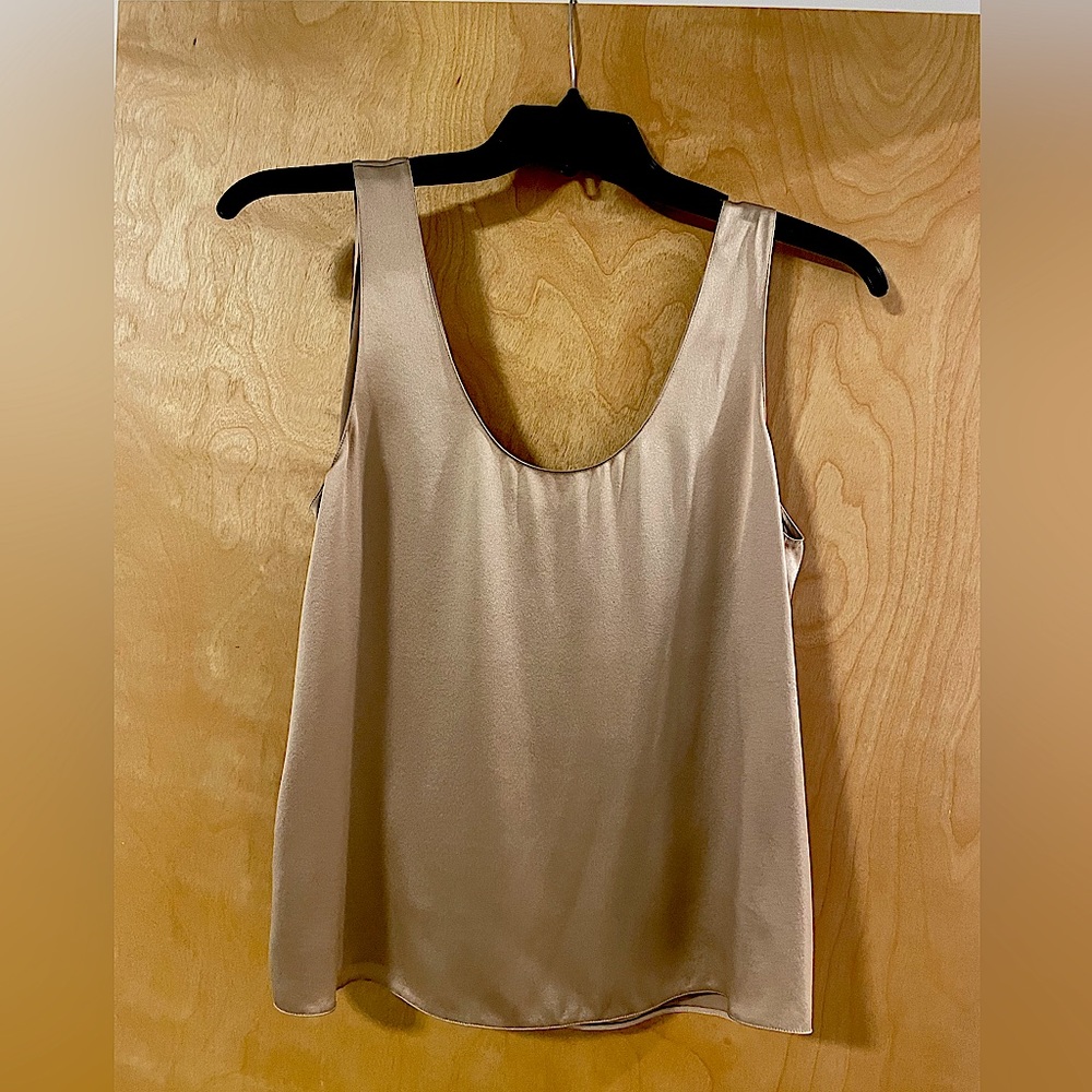 NWT Vince large champagne color silk scoop neck tank